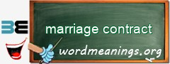 WordMeaning blackboard for marriage contract